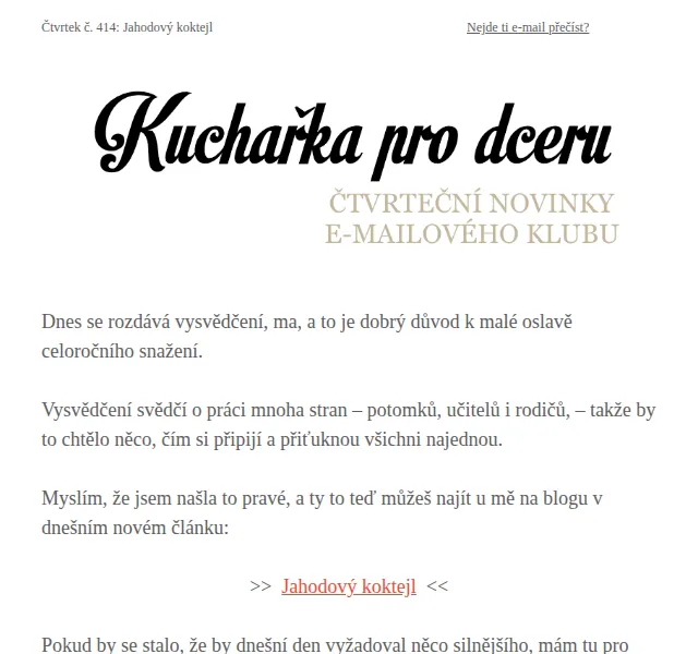Florentýna - Kuchařka pro dceru: Jahodový koktejl – červen 2026 | Nuslet.cz