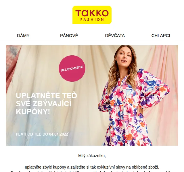 Takko Fashion: sleva 20–30 % na jarní kolekci – červen 2026 | Nuslet.cz