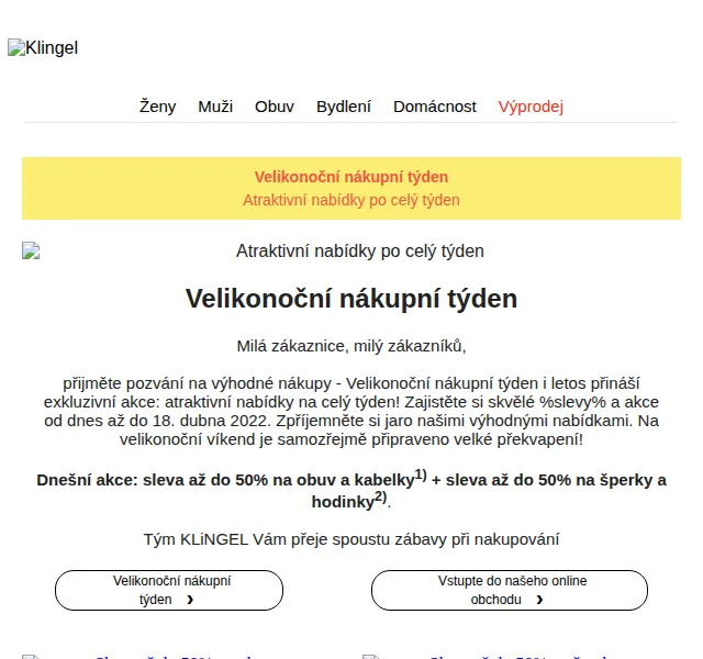 KLiNGEL: Slevy až 50 % na obuv a kabelky – červen 2022 | Nuslet.cz