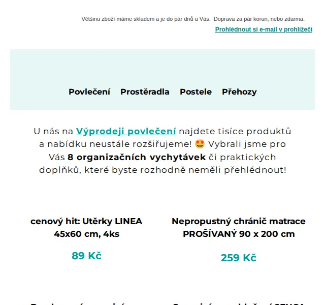 Výprodej povlečení: Organizační vychytávky od 89 Kč – červen 2026 | Nuslet.cz