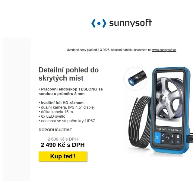 Sunnysoft: Endoskopy a termovize ve slevě – červen 2026 | Nuslet.cz