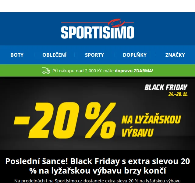 Sportisimo: Black Friday -20 % na lyžařskou výbavu – listopad 2022 | Nuslet.cz