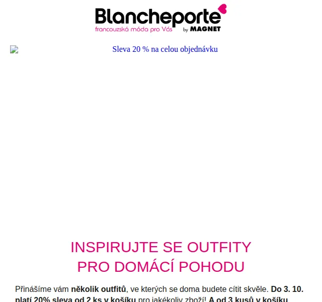 Blancheporte: sleva 20 % na domácí oblečení – říjen 2026 | Nuslet.cz