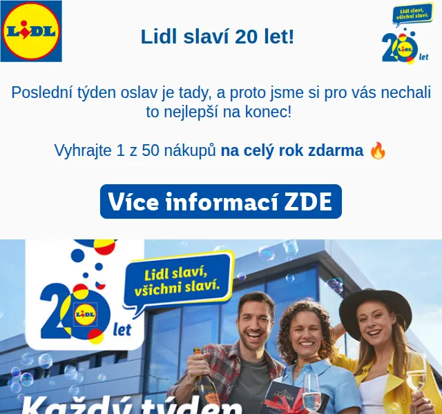 Lidl: soutěž o 1 z 50 nákupů na celý rok – červen 2026 | Nuslet.cz