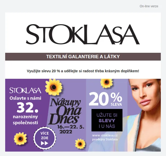 Stoklasa: Sleva 20 % s Nákupy Ona Dnes – červen 2026 | Nuslet.cz