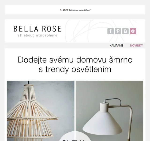 Bella Rose: Sleva 20 % na osvětlení – červenec 2026 | Nuslet.cz