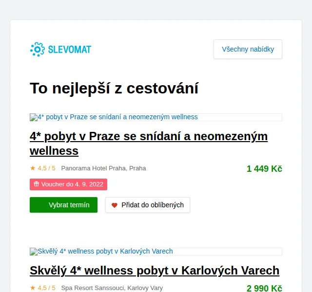 Slevomat: 4* pobyt v Praze se snídaní a wellness od 1 449 Kč – červen 2026 | Nuslet.cz