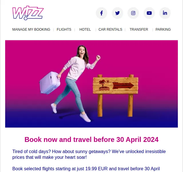 Wizz Air: letenky již od 19,99 EUR – červen 2026 | Nuslet.cz