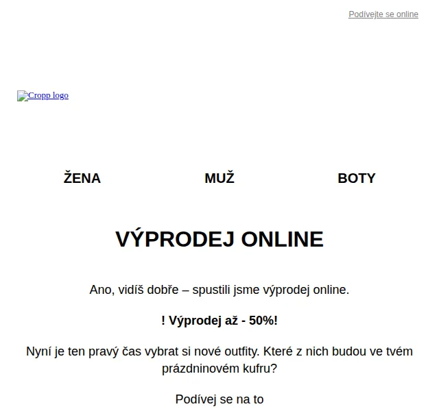 Cropp: Výprodej až –50 % – červen 2026 | Nuslet.cz