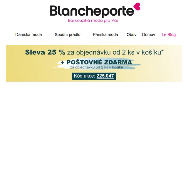 Blancheporte: 25% sleva na 2 ks a doprava zdarma – červen 2026 | Nuslet.cz
