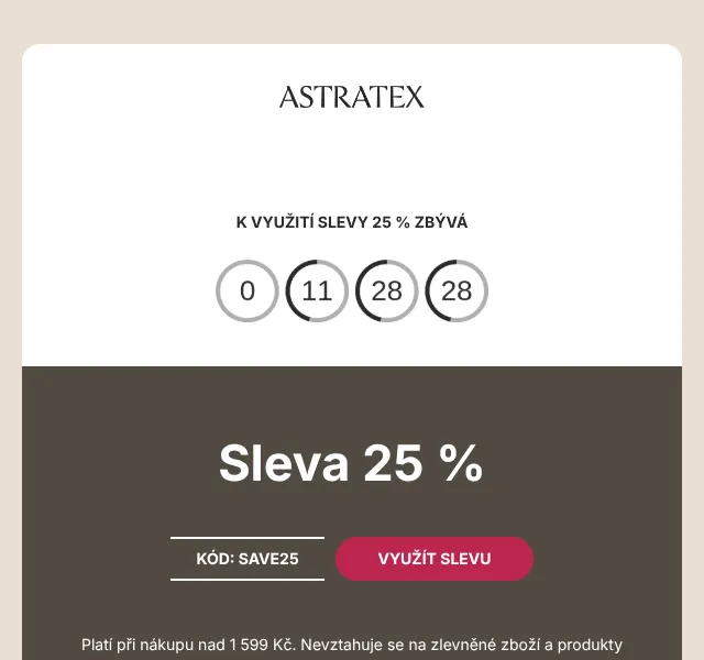 Astratex.cz: 25 % sleva – červen 2026 | Nuslet.cz
