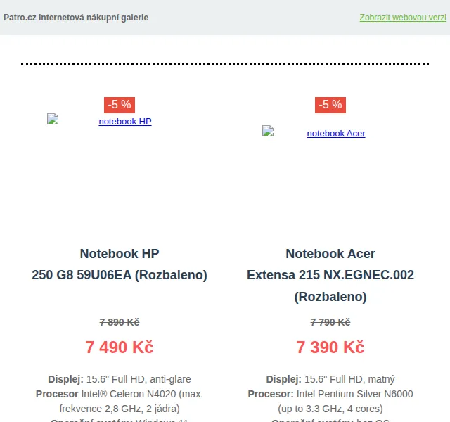 Patro.cz: Rozbalené notebooky HP, ASUS, Lenovo se slevou až 25 % – červen 2026 | Nuslet.cz
