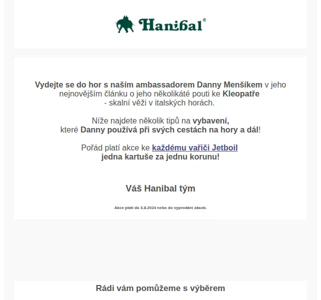 Hanibal: Vařiče Jetboil + akce na kartuše – červen 2026 | Nuslet.cz