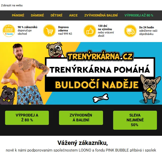 Lukáš z Trenýrkárna.cz: Výprodej až 80 % a trenky Buldočí naděje – červenec 2026 | Nuslet.cz