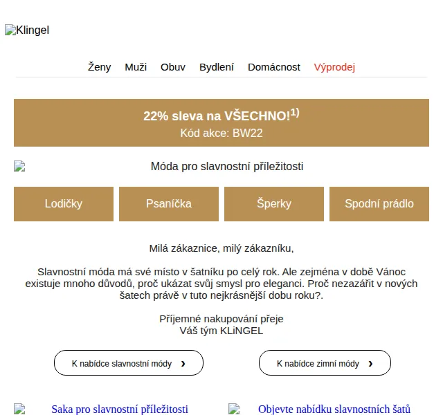 KLiNGEL: 22% sleva na vše – prosinec 2022 | Nuslet.cz