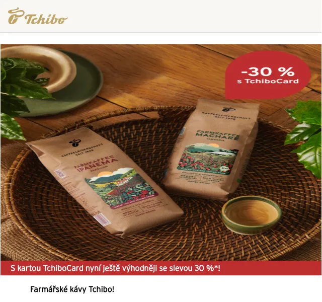 Tchibo: Farmářská káva -30 % – srpen 2026
