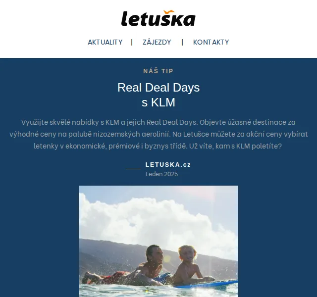 Letuška.cz: Real Deal Days KLM – červenec 2026 | Nuslet.cz
