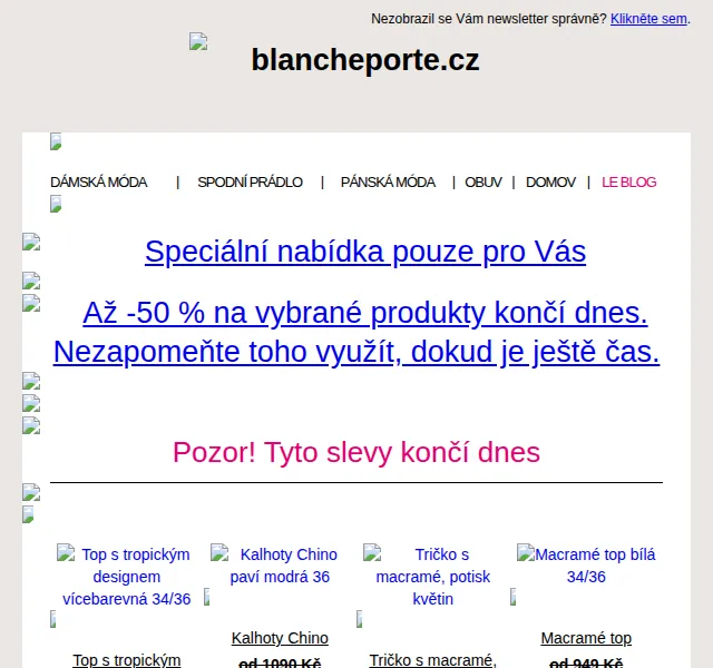 Blancheporte: Až -50 % na vybrané produkty – červen 2022 | Nuslet.cz