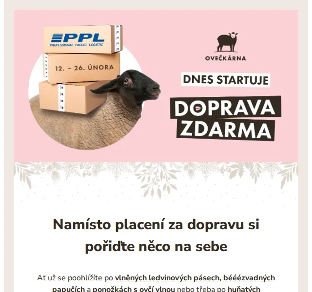 Ovečkárna: Doprava zdarma nad 499 Kč – červen 2026 | Nuslet.cz