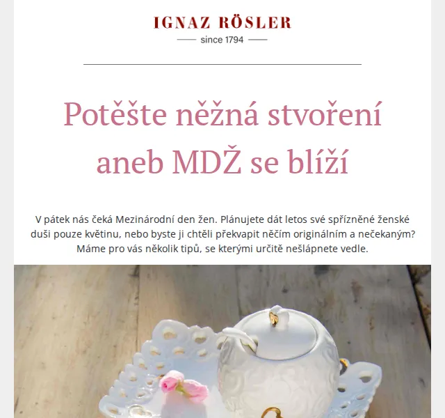 Ignazrosler.cz: Dárky pro MDŽ – čajové sady, kabelky a kosmetika – červen 2026 | Nuslet.cz