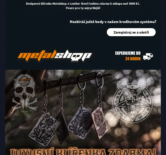 METALSHOP: Designová klíčenka zdarma k nákupu nad 3000 Kč – červenec 2026 | Nuslet.cz