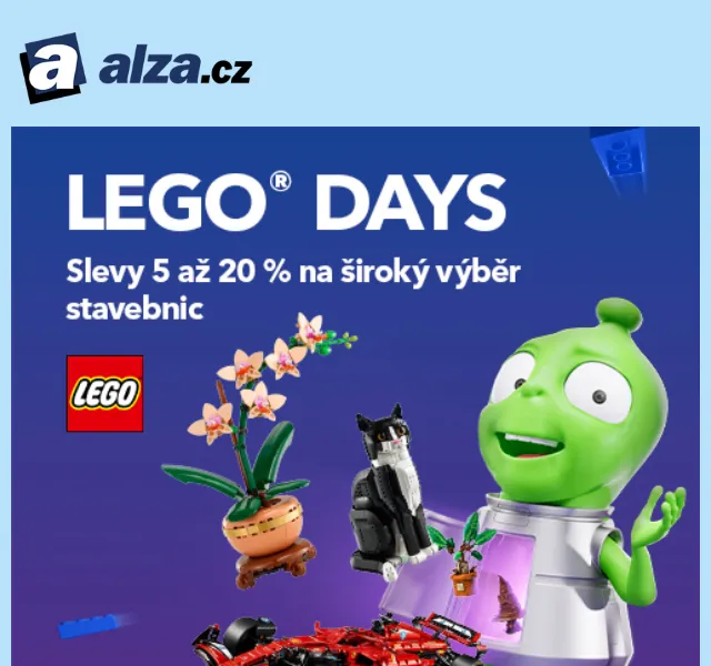 Alza.cz: LEGO sleva 5-20 % + kód LEGODNY10 – září 2026