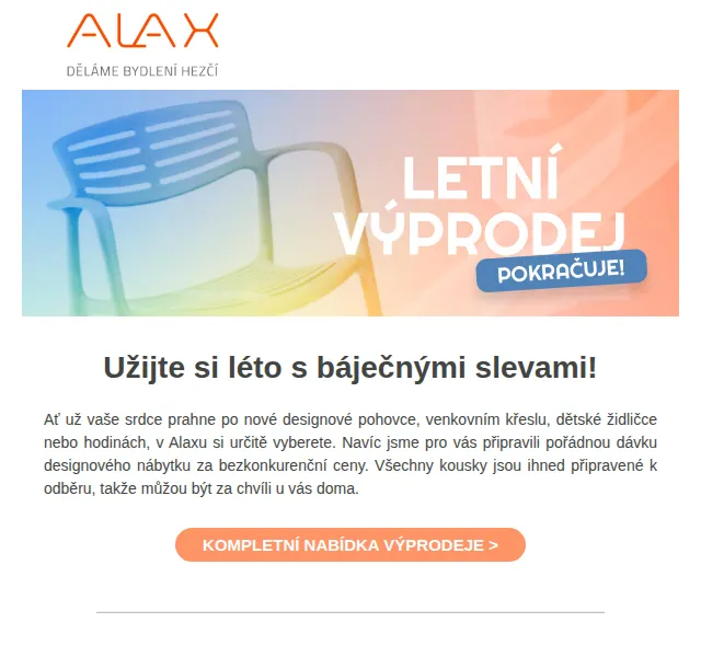 ALAX nábytek: Velký letní výprodej až 80% slevy – červen 2026 | Nuslet.cz