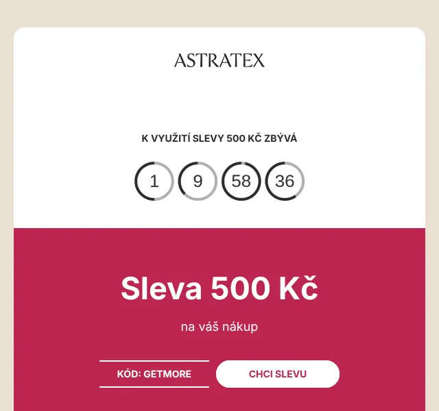 Astratex.cz: sleva 500 Kč na spodní prádlo – červen 2026