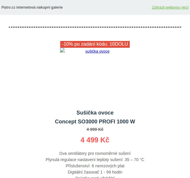 Patro.cz: Sušičky ovoce Concept s 10% slevou a dárkem – červen 2026 | Nuslet.cz