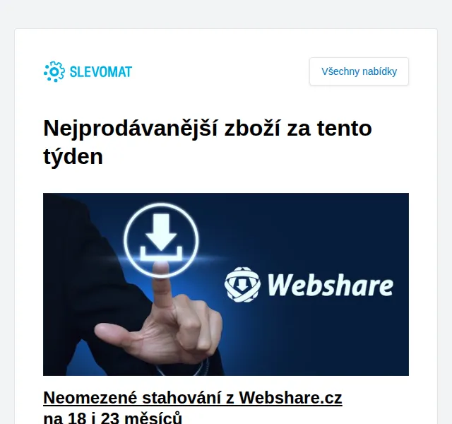 Slevomat: Neomezené stahování z Webshare.cz na 18 i 23 měsíců – červen 2026 | Nuslet.cz