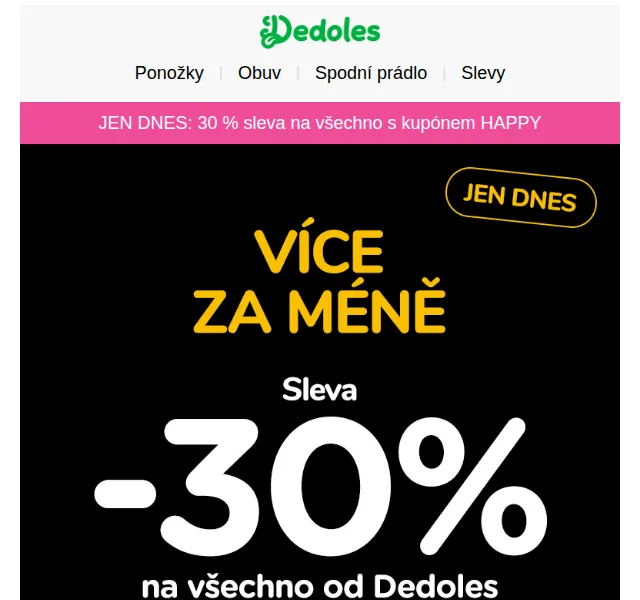 Dedoles: 30 % sleva na všechno – červen 2026 | Nuslet.cz