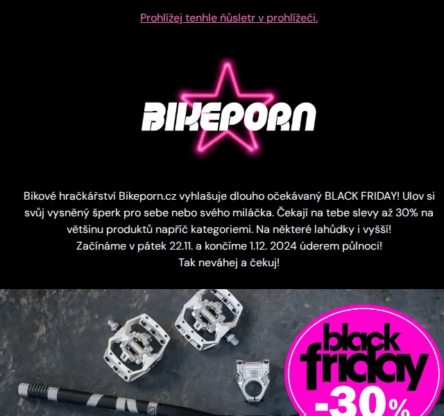 Bikeporn: BLACK FRIDAY sleva 30 % – červenec 2026 | Nuslet.cz