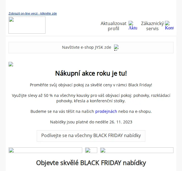 JYSK: Black Friday slevy až 50 % na obývací pokoj – červen 2026 | Nuslet.cz
