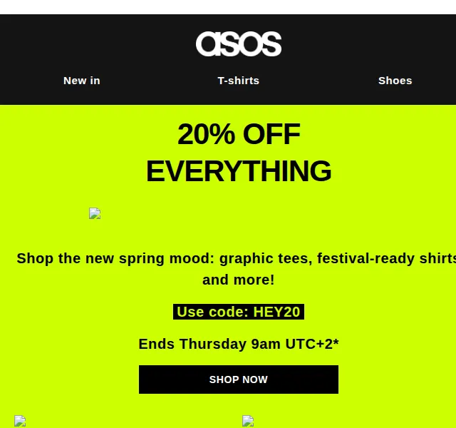 ASOS Sale: 20% na vše kód HEY20 – červen 2026 | Nuslet.cz