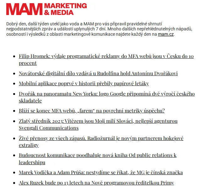Marketing & Media: MAM přehled – září 2026 | Nuslet.cz