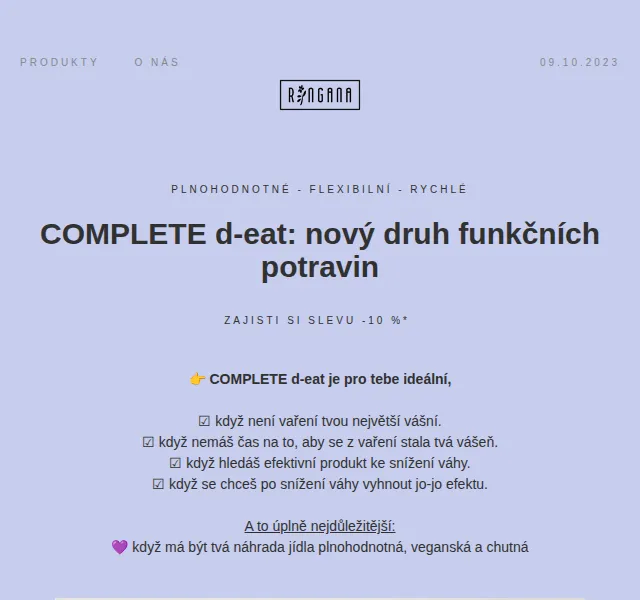 RINGANA: -10 % na COMPLETE d-eat – červenec 2026 | Nuslet.cz