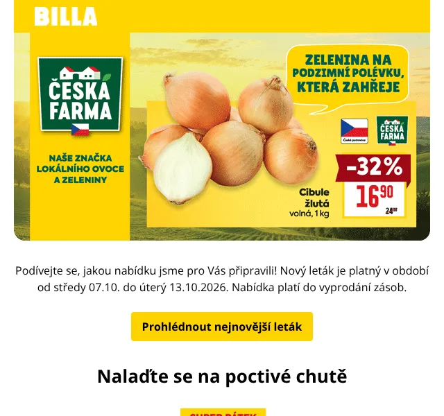 Billa: vepřové maso -66 % + vejce – říjen 2026