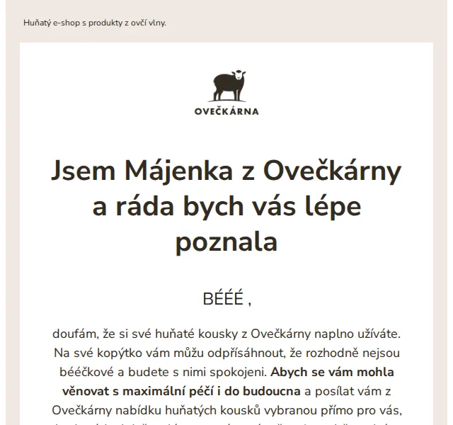 Ovečkárna: Sleva 10 % za dotazník – červen 2026 | Nuslet.cz