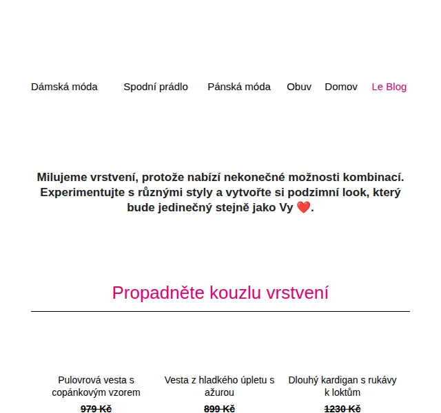 Blancheporte: -30 % na podzimní vrstvení – říjen 2026 | Nuslet.cz