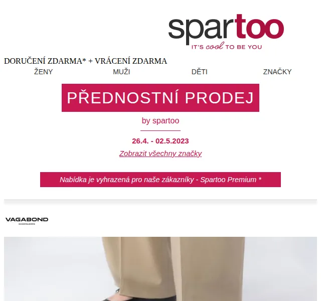 Spartoo: Sleva až 50 % na Vagabond, Clarks a Replay – červenec 2026 | Nuslet.cz