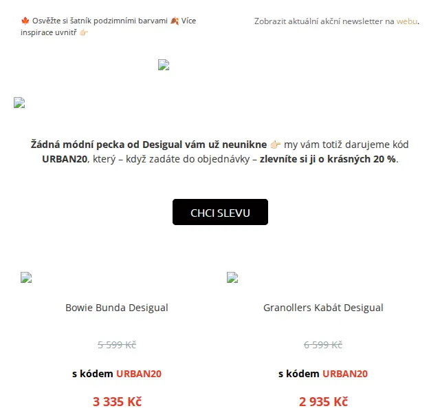 UrbanStore.cz: Desigual s 20% extra slevou – červen 2026 | Nuslet.cz