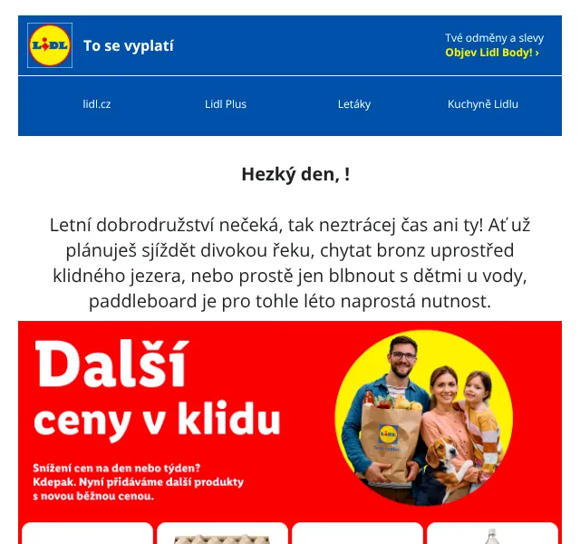 Lidl: Paddleboardy -30 % + léto zdarma – červen 2026