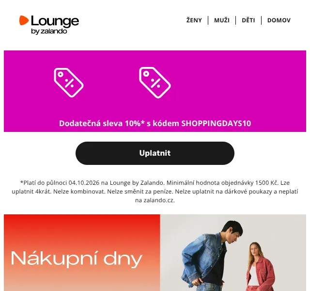 Lounge by Zalando: 10 % sleva – Calvin Klein, Michael Kors – říjen 2026