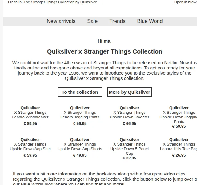 BLUE TOMATO: Quiksilver x Stranger Things kolekce – červen 2026 | Nuslet.cz