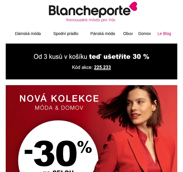 Blancheporte: Sleva 30 % od 3 kusů – červen 2026 | Nuslet.cz