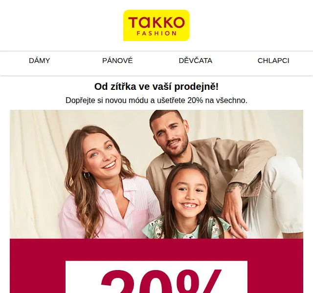Takko Fashion: 20% na vše – červen 2026 | Nuslet.cz