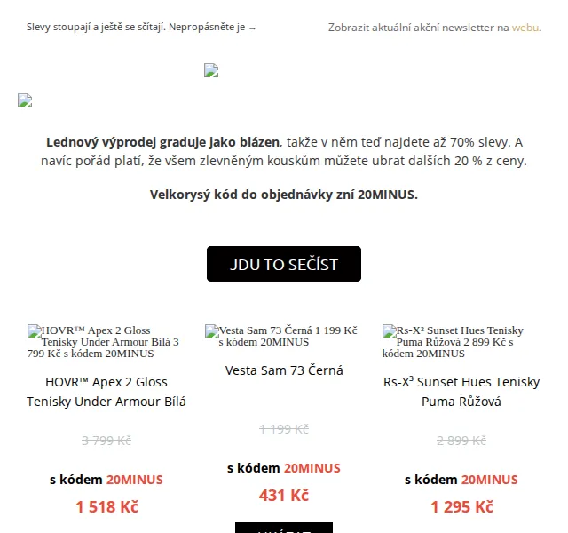 UrbanStore: Až −70 % ve výprodeji + extra 20% sleva – červen 2026 | Nuslet.cz