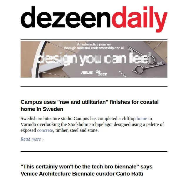 Dezeen Daily: Nové architektonické projekty a design – červenec 2026 | Nuslet.cz