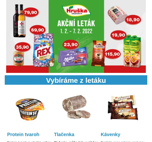 Váš HRUŠKA tým: leták 1.–7. 2. 2022 – protein tvaroh 19,90 Kč | Nuslet.cz