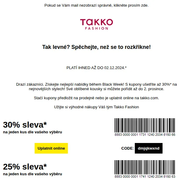 Takko Fashion: Sleva až 30 % s kupóny – červenec 2026 | Nuslet.cz